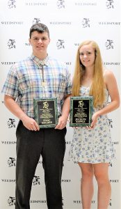 Isaac Holden and Jocelyn Kepple receive the Gary Lidster Sportsmanship Award