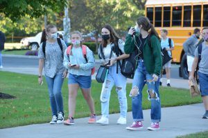 Weedsport students arrive for the first day of the 2021-22 school year