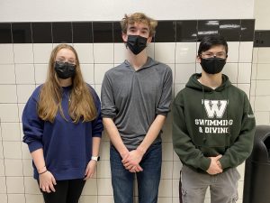 Madeleine Christopher, Noah Hickok and Forrest Nguyen prepare to travel to Area All-State in Ithaca on February 4-5