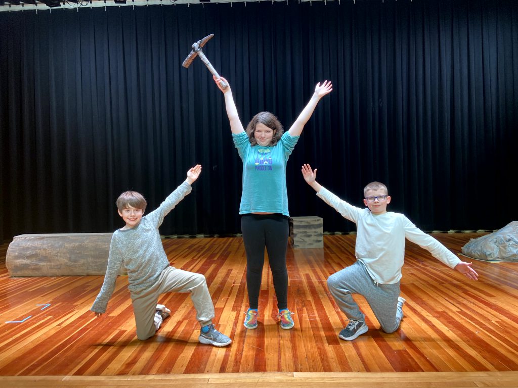 Students rehearse the 2022 middle school musical, Rudloph the Red-Nosed Reindeer