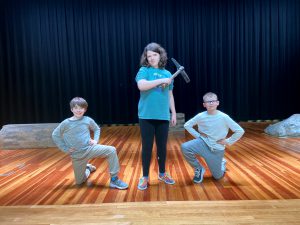 Students rehearse the 2022 middle school musical, Rudloph the Red-Nosed Reindeer