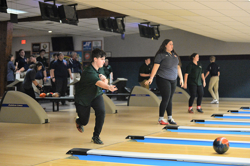 A Weedsport student bowls during a 2022 match