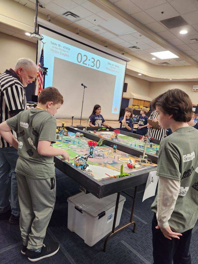 The "Weedsport Units" Lego League team competes in the FIRST Lego League competition at Cayuga Onondaga BOCES.