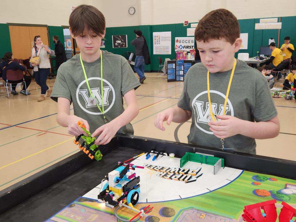 The "Weedsport Units" Lego League team competes in the FIRST Lego League competition at Cayuga Onondaga BOCES.