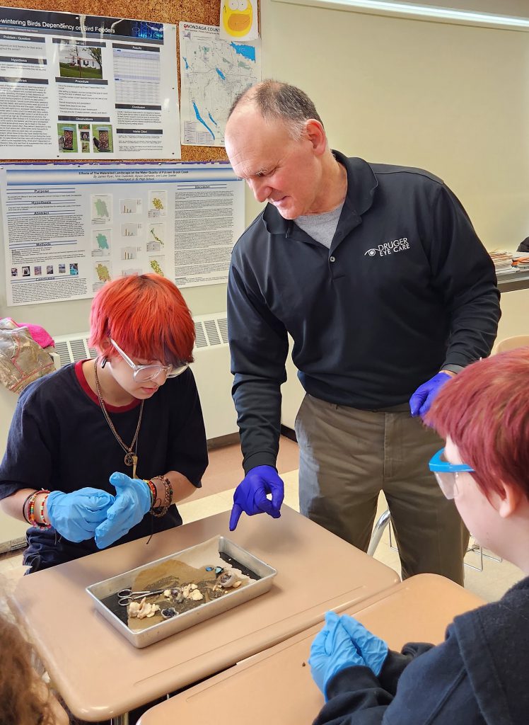 Seventh and eighth graders participate in two-hour eye dissection and lesson.