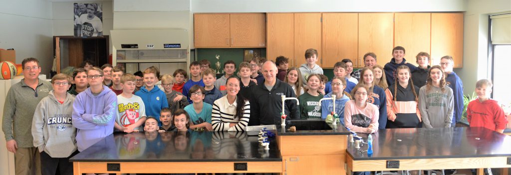 Seventh and eighth graders participate in two-hour eye dissection and lesson.