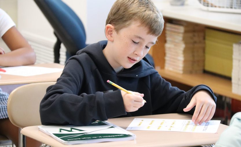 Student working at desk